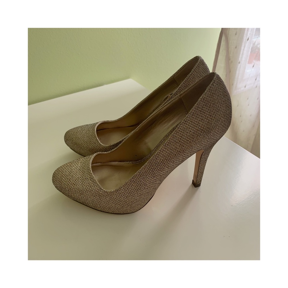 Call It Spring sparkly gold heels